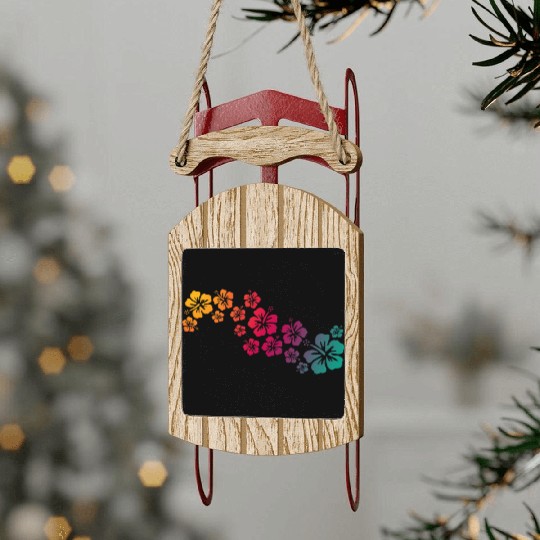 hibiscus blooms - colored Sled Ornaments