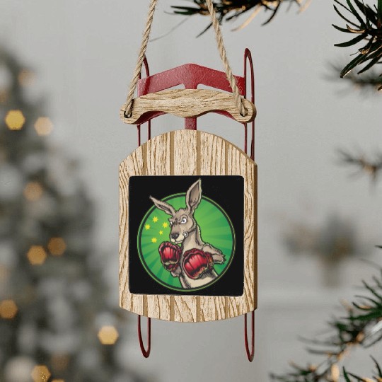 Boxing Kangaroo Sled Ornaments