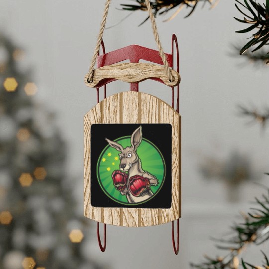 Boxing Kangaroo Sled Ornaments