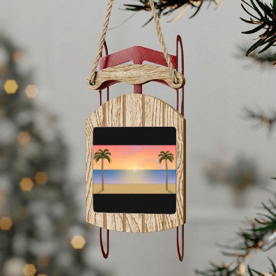 Sunrise / Sunset Beach Scene Sled Ornaments