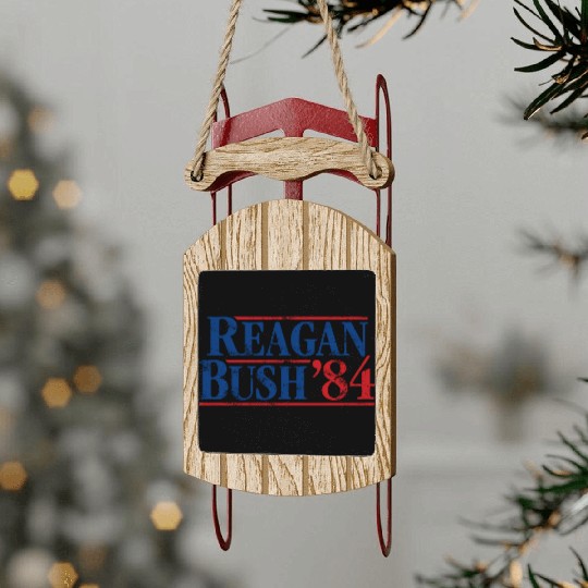 Distressed Reagan - Bush ’84 Sled Ornaments