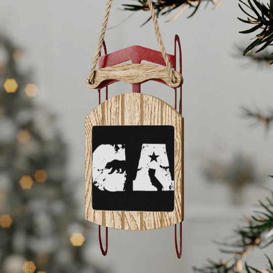 California Bear State Abbreviation Sled Ornaments
