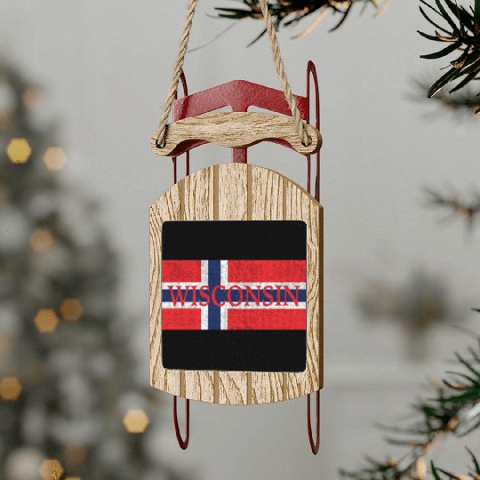 Wisconsin Norwegian Flag Sled Ornaments