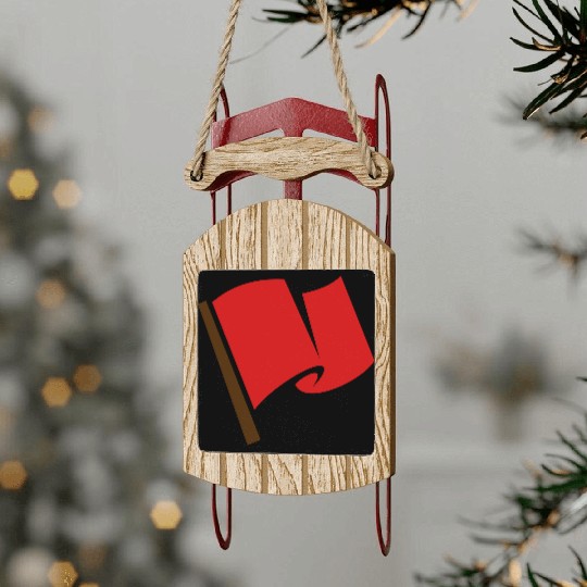 Waving Red Flag Sled Ornaments
