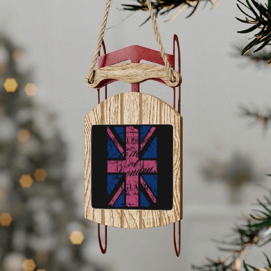 Union Jack - London - Vintage Look Sled Ornaments