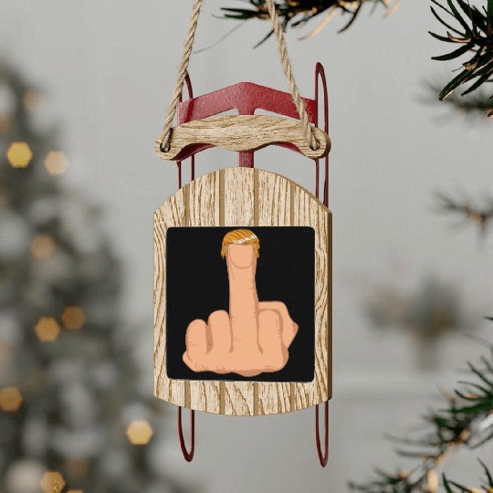 Funny Trump Middle Finger Sled Ornaments