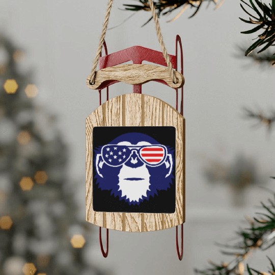 monkey bezel color american flag sun Sled Ornaments