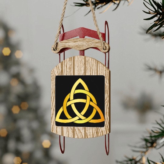 Original Triquetra circle celtic knot gold Sled Ornaments