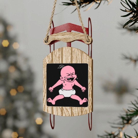 angry cry crying angry roar flaming nerves loud wh Sled Ornaments