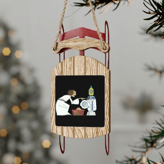 Funny Star Wars r2d2 and Leia comic Sled Ornaments