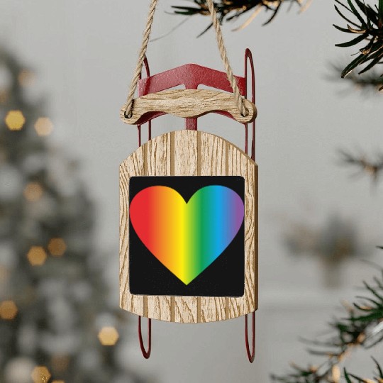 Lgbt rainbow heart, gay heart Sled Ornaments