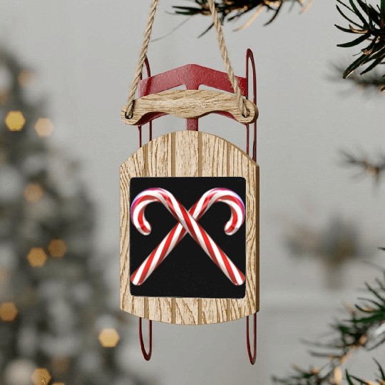 Crossed candy canes Sled Ornaments