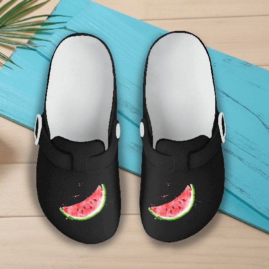 Image: Watercolor, Watermelon Slip On Clogs
