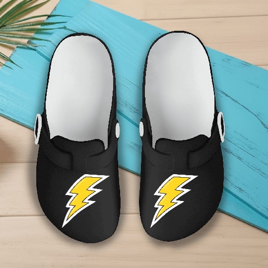 Yellow Lightning, lightning bolt Slip On Clogs