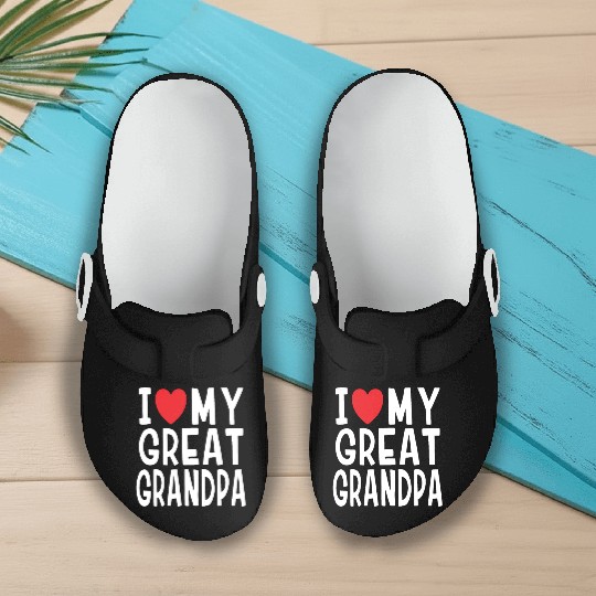 I Love My Great Grandpa Family Love Heart Gift Slip On Clogs