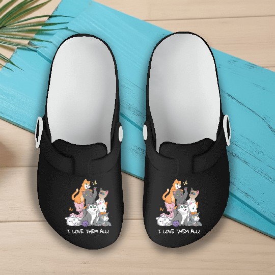 I love them all Cats Gift Maine Coon cat lover Slip On Clogs