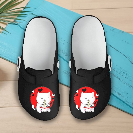 Kawaii Ramen Anime Cat Japanese Manga Slip On Clogs