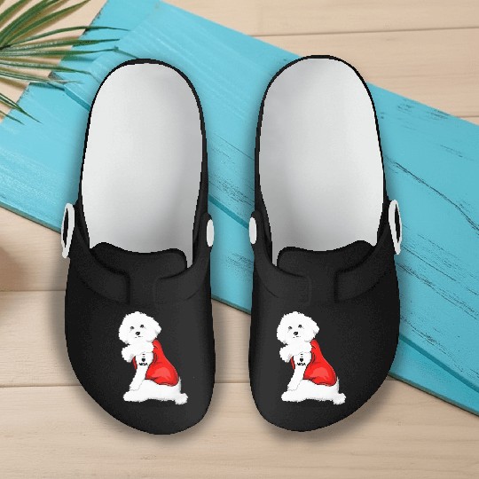 Bichon frise I Love Mom Tattoo Slip On Clogs