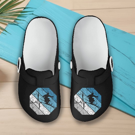 Ski Skiing Skier Mountains Retro Gift Winter Snow Slip On Clogs
