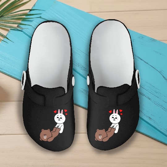 Brown bear and Cony Be My Lover Slip On Clogs