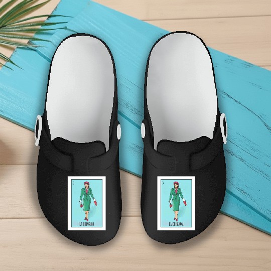 La Chingona The Bad Ass Woman Card Mexican Lottery Slip On Clogs