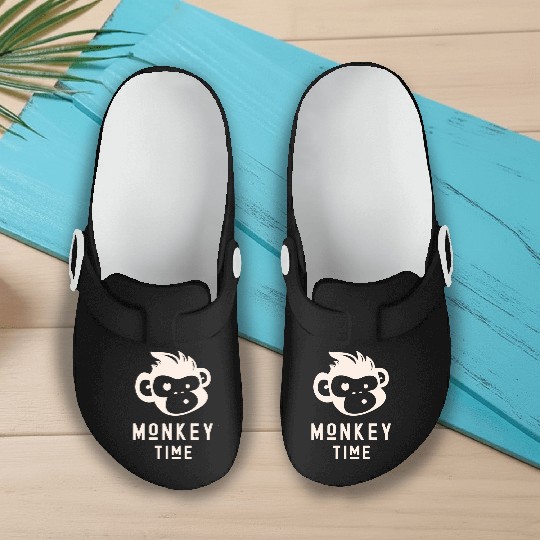 It's Monkey Time Cute Funny Monkey Face Slip On Clogs