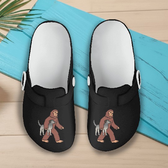 Bigfoot Sasquatch Walking Irish Wolfhound Slip On Clogs