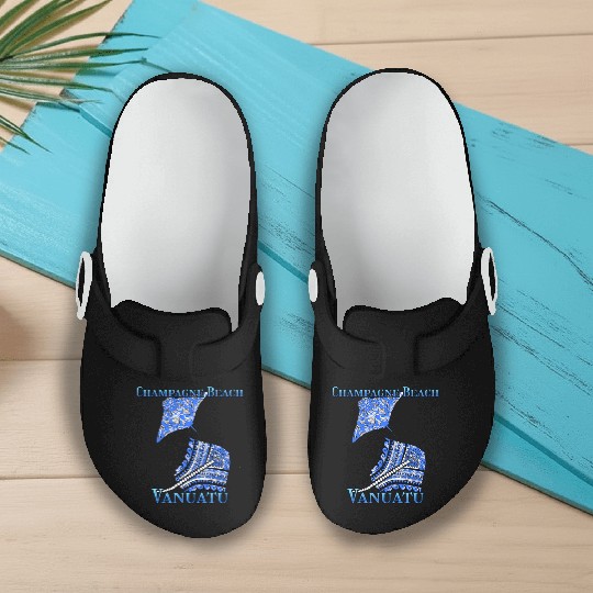 Champagne Beach Vacation Tribal Stingrays Slip On Clogs