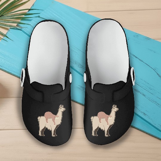 Riding Alpaca Llama Lover Lazy Sloth Slip On Clogs
