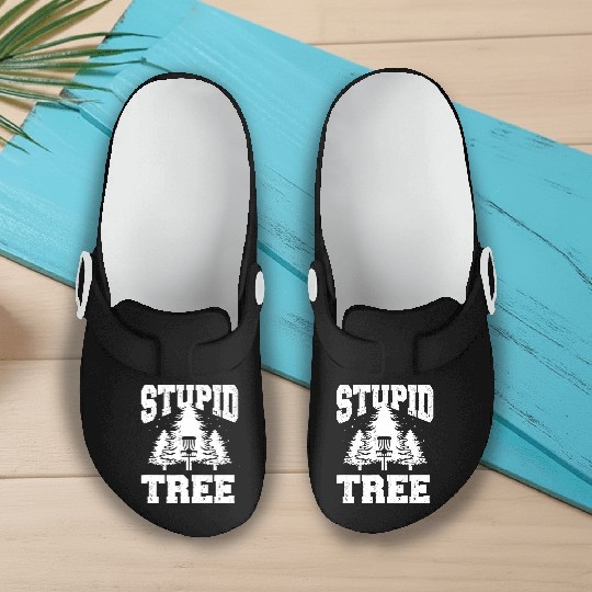 Stupid Tree Funny Disc Golf Slip On Clogs