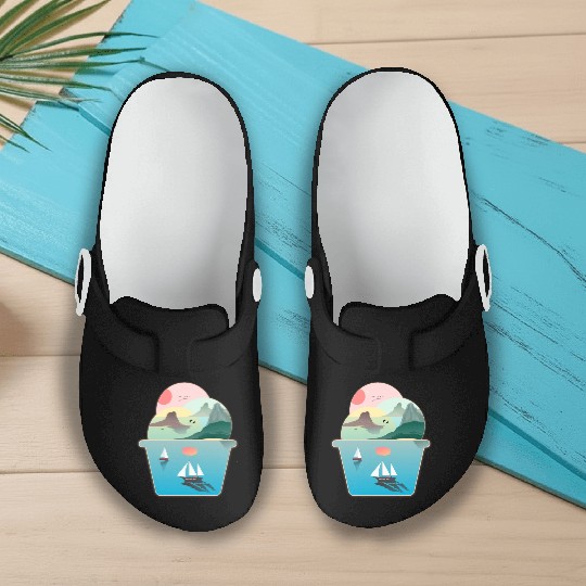 Ice Cream Summer Ocean Wanderlust Sailing Sunset Slip On Clogs