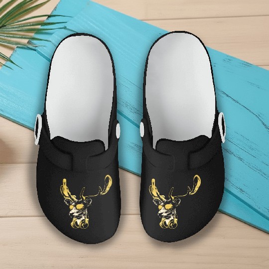 Deer DJ Bling. Cool and Funny Music Animal With Slip On Clogs