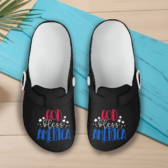 God Bless America Patriotic American 4th of Julygo Slip On Clogs