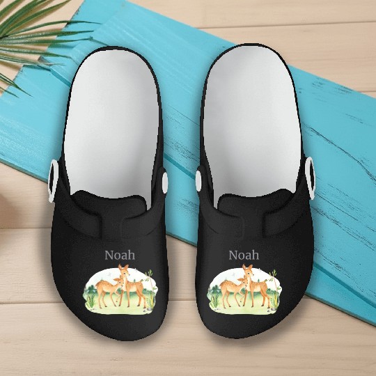 Waldtier Reh Flowers Name Noah Slip On Clogs