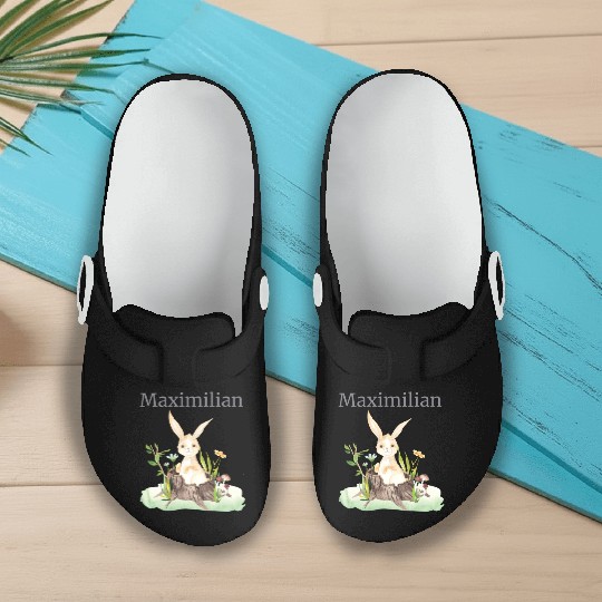 Waldtier Reh Hase Hedgehog Flowers Name Maximilian Slip On Clogs
