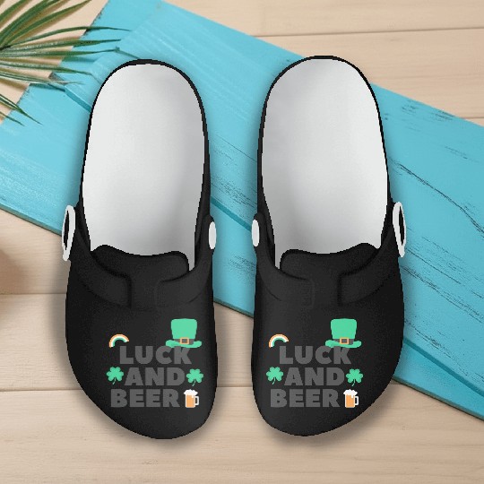 St. Patrick's Day Luck and Beer Slip On Clogs