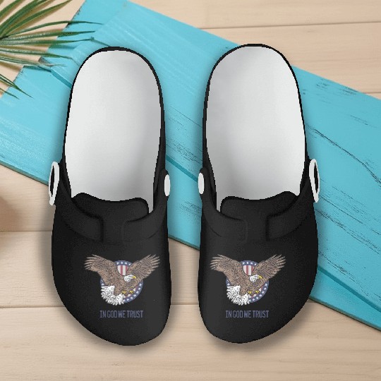 In God We Trust - Bald Eagle - Patriotic Slip On Clogs