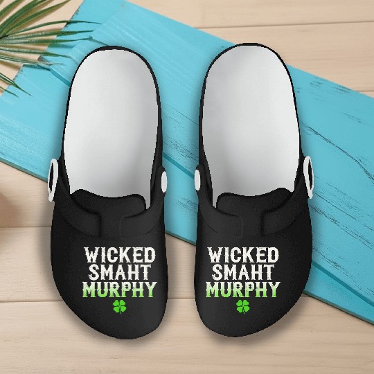 Wicked Smaht Murphy Clan Boston Irish Slang Slip On Clogs