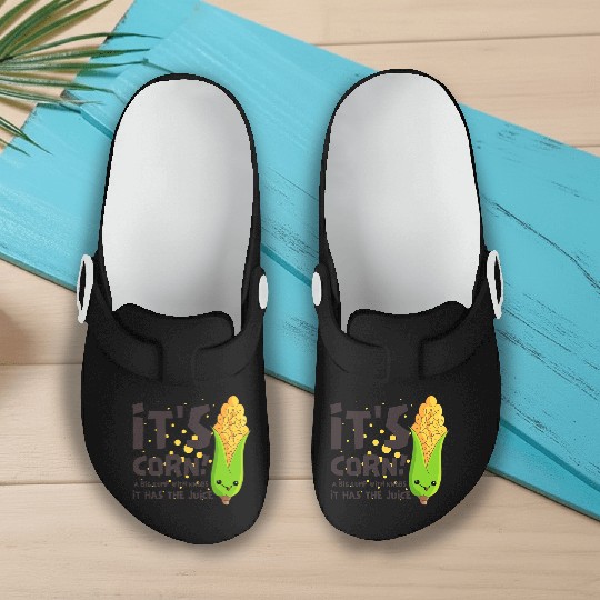 It's corn it has the juice Meme/Cute Kid Corn Song Slip On Clogs