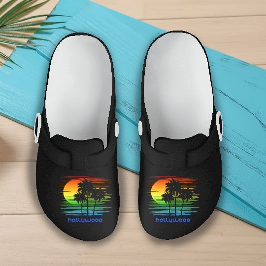 Hollywood California LGBTQ Rainbow Flag Pride Slip On Clogs
