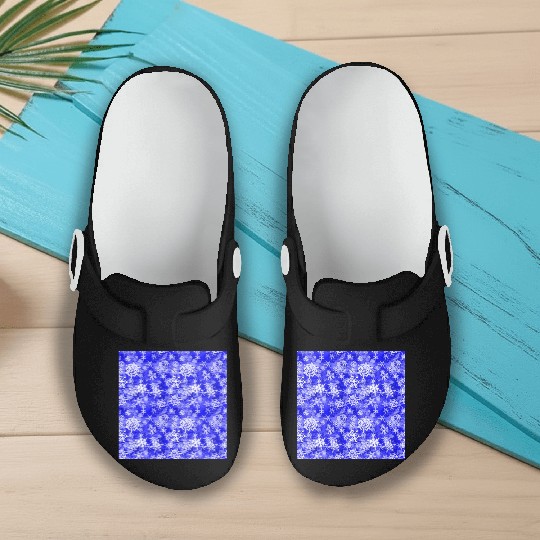 Navy Blue White Snowflakes Pattern Slip On Clogs