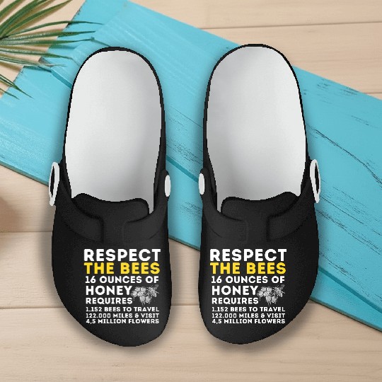 Respect The Bees Bee Lover Beekeeping Beekeeper T Slip On Clogs