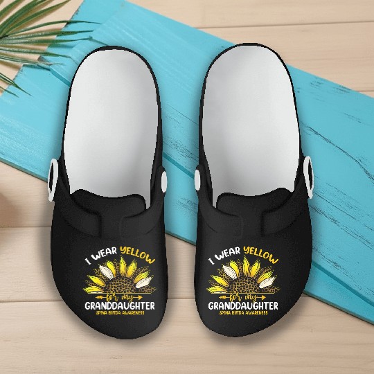 I Wear Yellow For My Granddaughter Spina Bifida Slip On Clogs