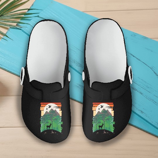 Deer Forest Outdoor Nature Animals Slip On Clogs