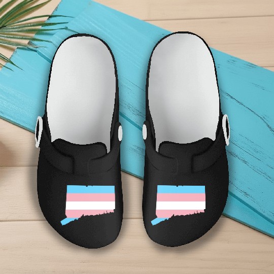Trans Flag Connecticut LGBT Pride Support Slip On Clogs