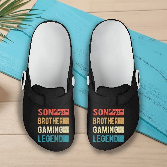 Son Brother Gaming Legend Gamer Boy Gift Vintage Slip On Clogs