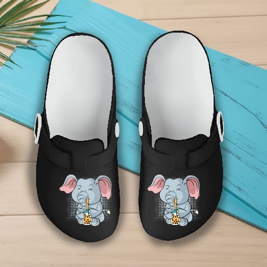 Elephant Bubble Tea Zookeeper Gift Slip On Clogs