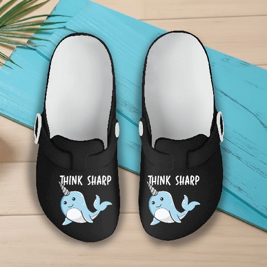 Think Sharp Narwhal Unicorn Of The Sea Animal Slip On Clogs