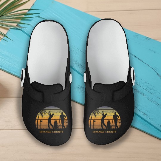 Retro Orange County Golf Golfing Fan Golfer Gift Slip On Clogs