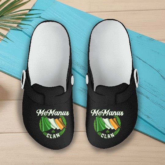 Mcmanus Surname Irish Last Name Ireland Flag Slip On Clogs